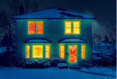 Fenster dämmen U-Wert – Wärmeverlust durch Fenster sichtbar mit Wärmebildkamera