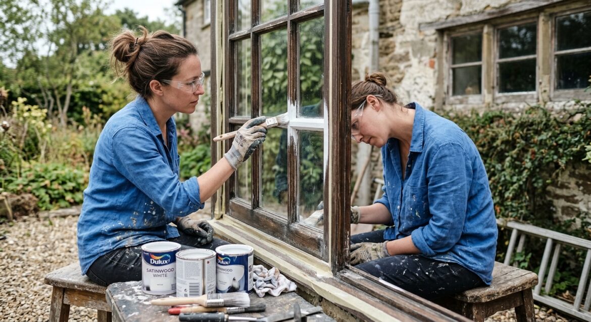 Holzfenster streichen – fachgerechte Renovierung des Holzrahmens mit Pinsel